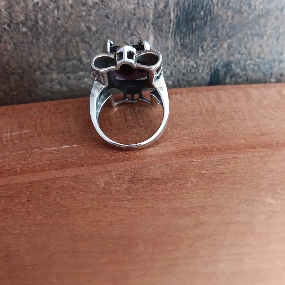 925 Silver Purple Crystal Ring